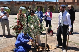 Yonatan tree planting at Torreciudad conference