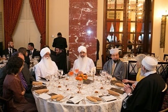 Sikh, Jewish, and Muslim religious figures at event