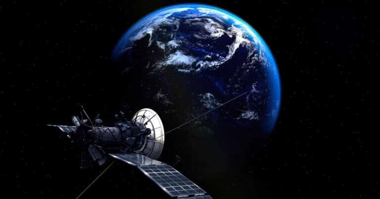 Satellite orbiting earth