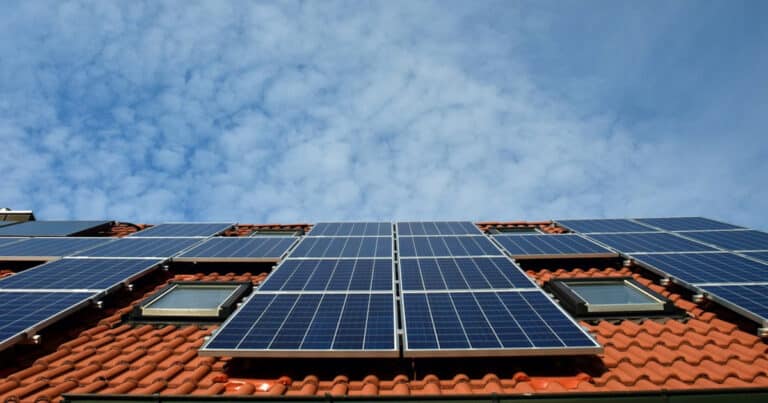 Solar panels on roof