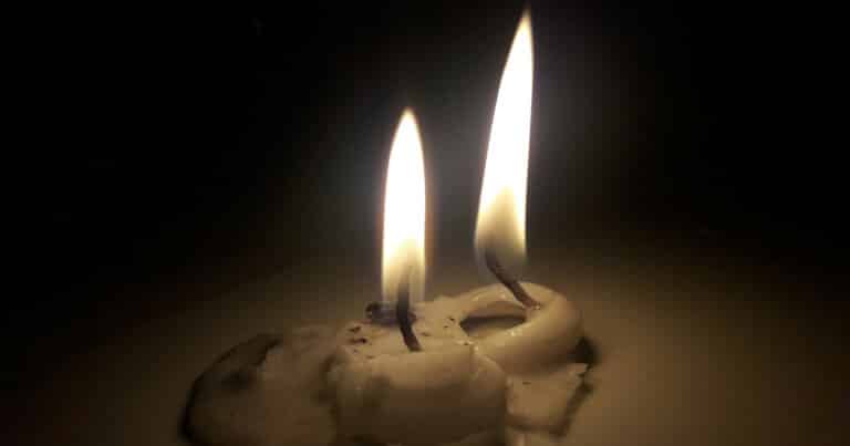 Two lit candles for shabbat