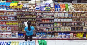 stacked supermarket shelves